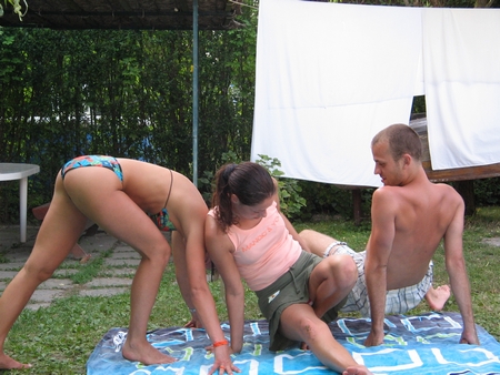 Down Blouse And Upskirt Playing Twister - Coeds Playing Twister