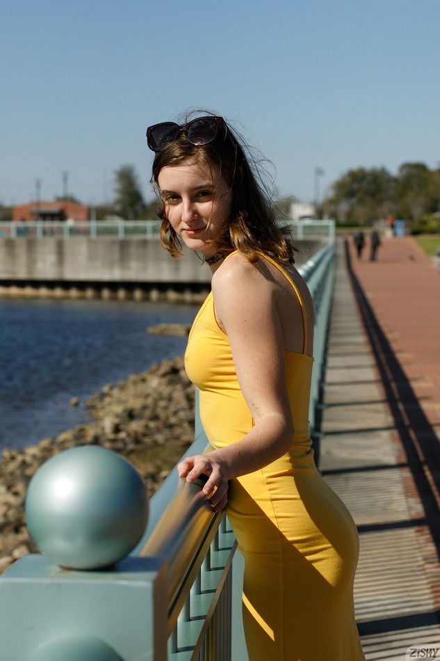 Meadow in a yellow dress outdoors